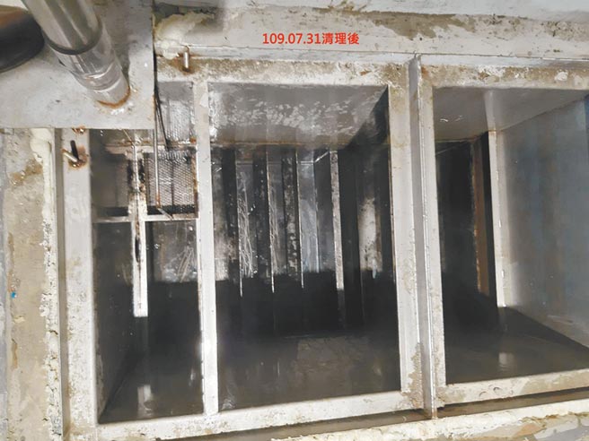 台北市市場處4日派員至大龍市場，確認前置作業區排水系統運作正常，7月底也已清洗過一次截留槽。（台北市市場處提供／賴彥竹新北傳真）