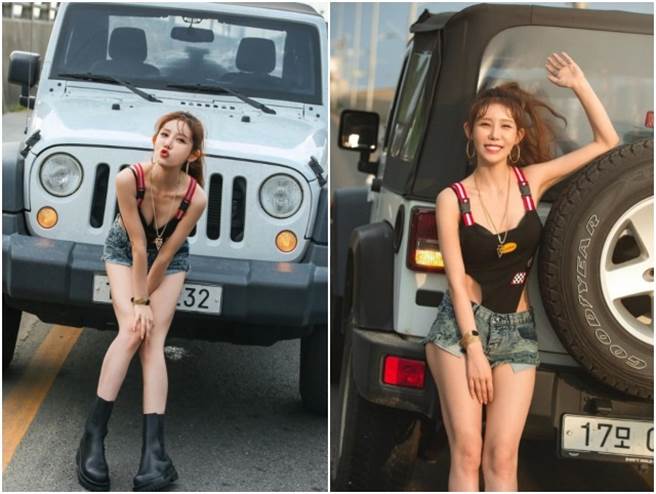 女星郑河娜(정하나)吊带泳装「低胸又挖空」 前倾掉出饱满半球（图／IG@hanatheonly1）