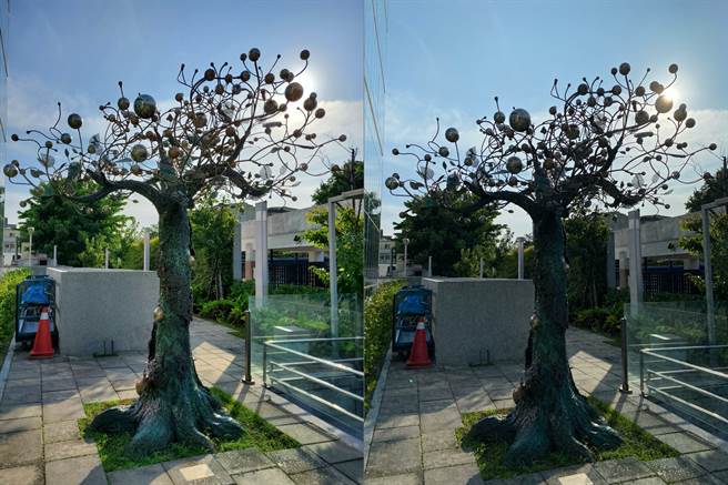 三星Galaxy Z Flip 5G(左）与iPhone 11 Pro Max日拍对比（3）。（黄慧雯摄）
