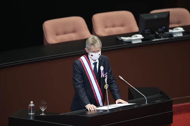 捷克参议院议长韦德齐1日率团参访立法院，并发表演说。（姚志平摄）