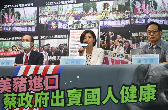 针对蔡英文总统宣布要开放含瘦肉精美猪进口，国民党31日举行「食安不容倒退！拒绝瘦肉精美猪！」记者会。（资料照,刘宗龙摄）