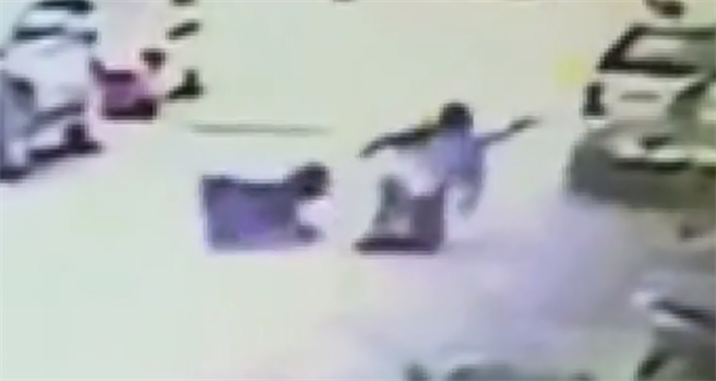 2只脱逃比特犬攻击路人，造成3人受伤。（图／翻摄画面）