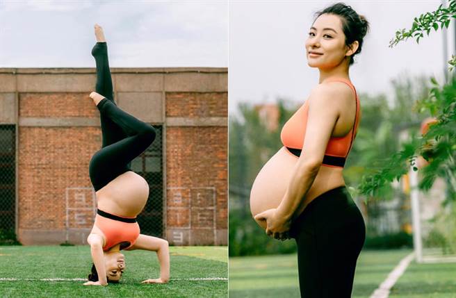 「体操皇后」刘璇二宝卸货前，拍下孕妇写真。(取材自刘璇工作室微博)