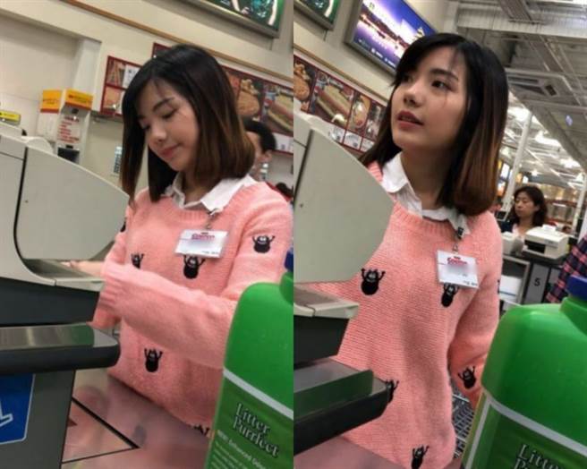 网友PO出好市多正妹收银员照片，神似围棋女神「黑嘉嘉」。（图／截自脸书爆废公社）