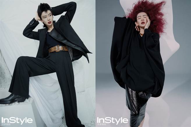 戚薇以红髮爆炸头登上杂志封面，展现妩媚又不失野性美。（图／摘自微博@InStyle优家画报）