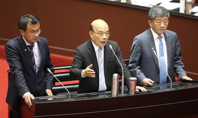 行政院长苏贞昌针对美猪牛进口进行专案报告和备质询。（赵双杰摄）