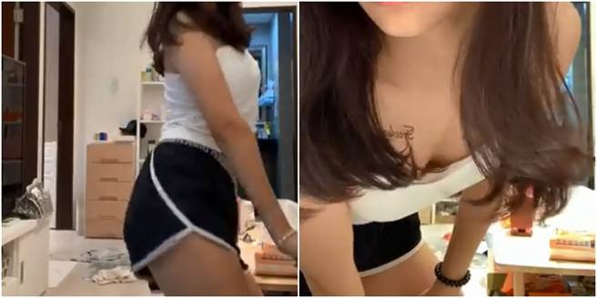 遭泼粪的邱姓女子，在镜头前大秀身材，她也透露她将转战直播主。（图／翻摄自当事人脸书）