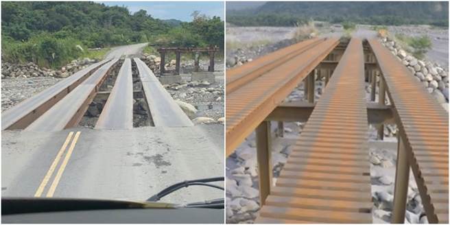 毫无任何护栏的便桥，桥面的宽度也只有一个轮胎宽一点点，但砂石车却能20秒通过，网大讚神技之外，却也让人嘆「根本在过奈何桥」。（图／翻摄自脸书社团）