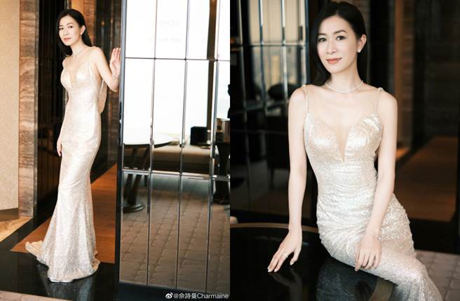 畲诗曼「中空上阵」深V开到肚 美背点缀2条布辣翻（图／摘自微博@畲诗曼Charmaine）
