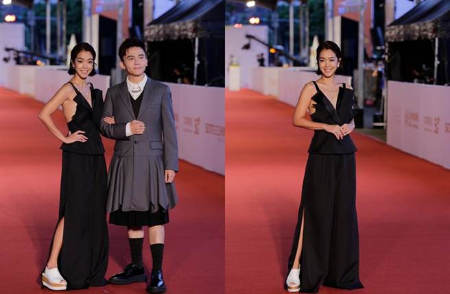 金钟55红毯主持人黄豪平、李霈瑜。（图／廖映翔摄）