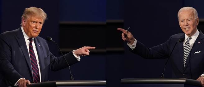 美国总统大选首场辩论陷入混乱，让外媒评论这场辩论无论谁是赢家，美国都输了，而CNN认为辩论完全丧失民主国家应有表现，让经常批评美式民主的北京才是这场辩论最大的赢家。图为川普与拜登。（合成图／美联社）