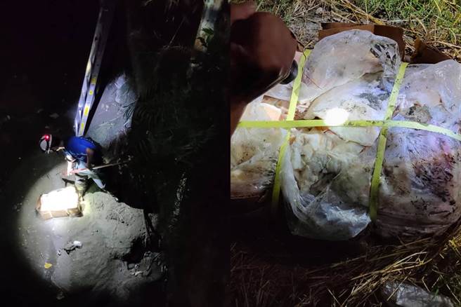 《燕巢人大小事》社团管理员通报方信渊议员团队秘书张嘉琳帮忙后，经打捞确认是一箱含油脂的牛皮。（图／《燕巢人大小事》社团管理员授权提供，未经许可请勿擅自取用，避免侵权）