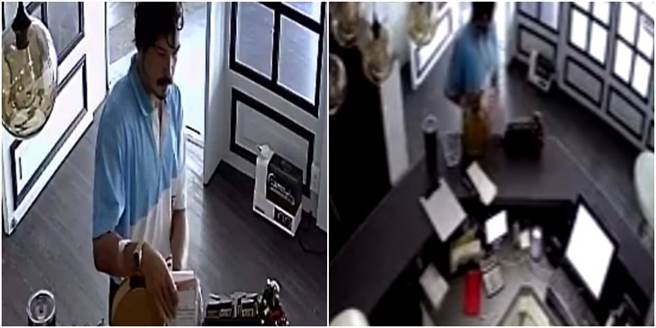 新竹一間餐廳捐贈箱遭竊，業者公布監視器畫面，卻讓網友驚覺超像「前職棒明星」。（圖／翻攝自爆料公社）