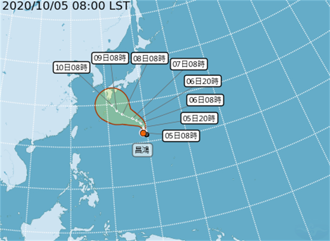 中央氣象局也發布了輕度颱風昌鴻生成的消息。(氣象局)