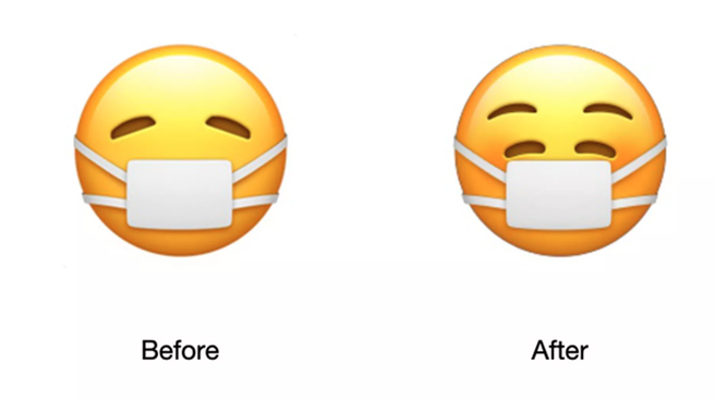 《Emojipedia》表情图示参考网站发现，苹果悄悄修改了「戴口罩的脸」Emoji。（摘自Emojipedia）
