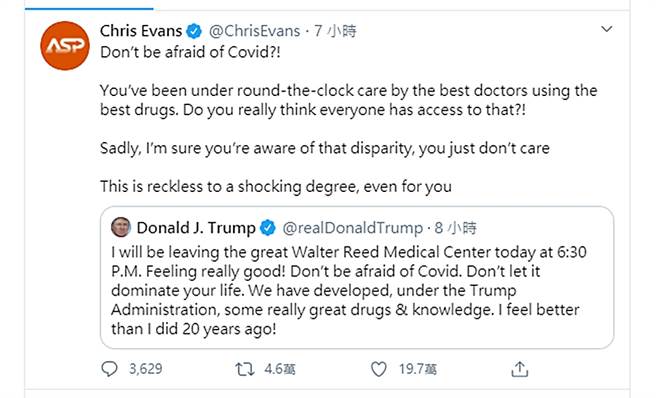 克里斯伊凡发文。（图／翻摄自ChrisEvans推特）