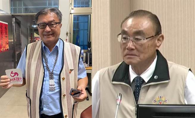 退輔會主委馮世寬（右），面對國民黨立委孔文吉種種質疑，一一回擊。（合成圖／摘自孔文吉臉書、立法院直播畫面）