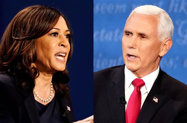 美国总统大选副总统候选人辩论会登场，副总统彭斯（Mike Pence）舌战民主党副手贺锦丽（Kamala Harris），CNN即时民调显示，约6成受访者认为贺锦丽胜出，彭斯获4成受访者支持。（图／美联社）