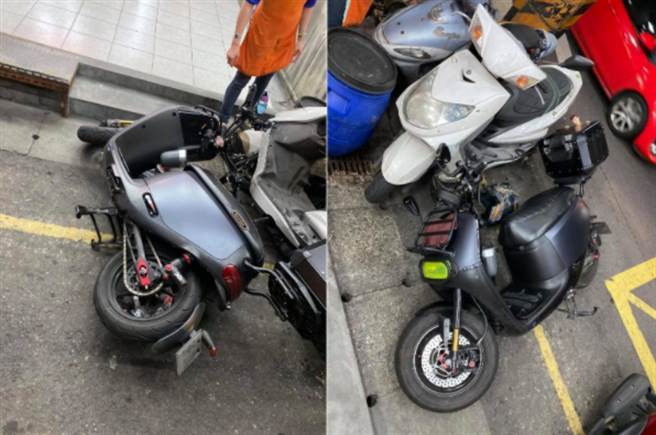 网友PO出他被撞倒在地的Gogoro，粗估基本维修费就要超过1万元。（组图／截自爆怨公社）