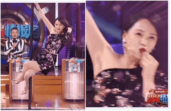 伊能静跳钢管舞，还火辣撩长髮、送香吻。（图／取材自伊能静微博）