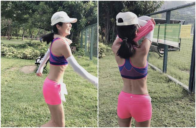 米雪连续晒两动态、解放好身材。（图／取材自米雪微博）
