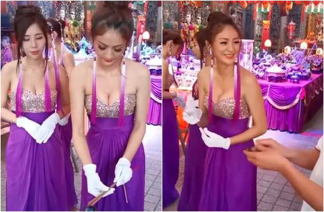 芦洲保佑宫爆乳礼生被指神似杨幂，引起网友热烈讨论。（图／翻摄自脸书爆废公社公开版）