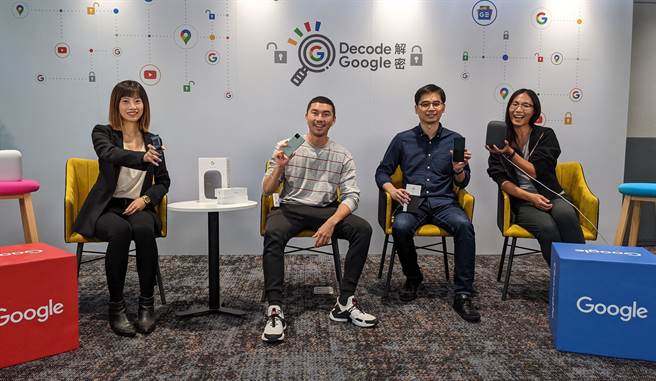 Google 今举办第四场解密系列线上媒体聚会，聚焦解密硬体产品。右起 Google Nest 亚太区专案经理李宛珣，Google 硬体副总裁彭昱钧与 YouTube 创作者赖瑞。（Google提供／黄慧雯台北传真）