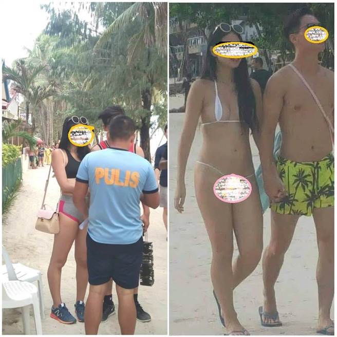 林女去年在長灘島穿「一條線」比基尼逛海灘，遭到菲國警方罰款，全臉照片及護照也被「無碼」公開。（資料照／摘自臉書）