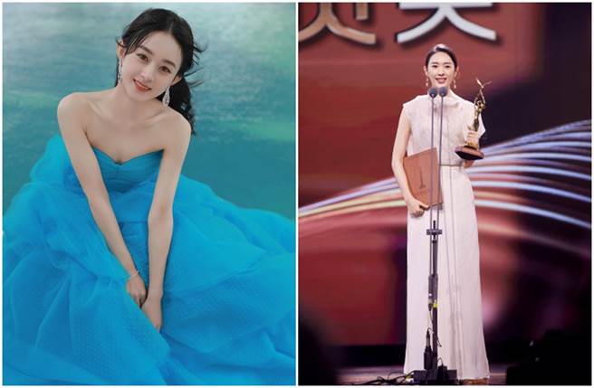 童瑶以电视剧《大江大河》击败赵丽颖、孙俪、蒋雯丽等劲敌，风光拿下金鹰奖最佳女演员奖。（图／取材自赵丽颖工作室、童瑶工作室（右图）微博）