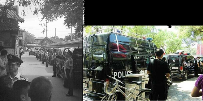 拜登在餐厅内轻松用餐，外头周边警戒森严。（图／网路）