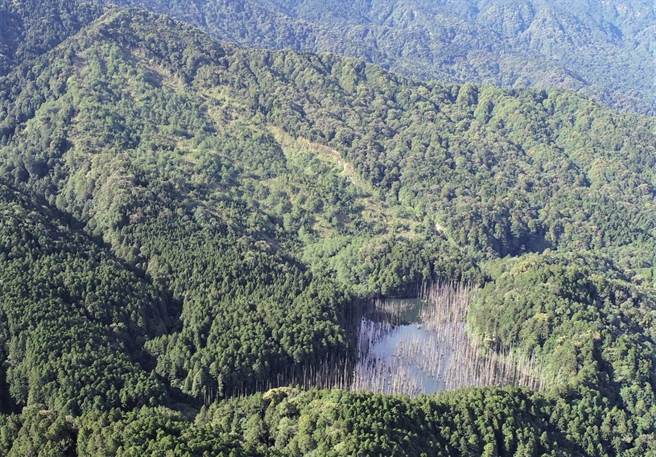 2020年水漾森林周边环境空拍，原崩塌裸露面已復育。（嘉义林管处提供／张亦惠嘉县传真）