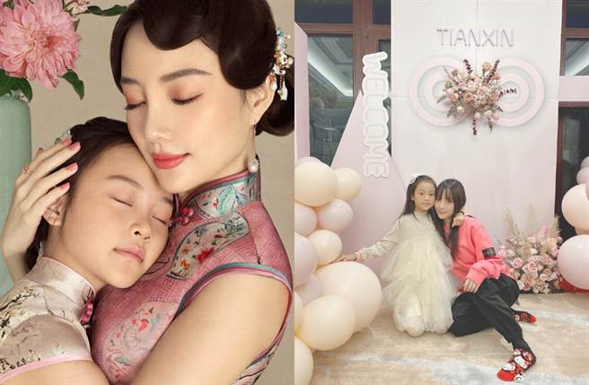 李小璐晒跟甜馨旗袍照。（图／翻摄自李小璐Super璐微博）