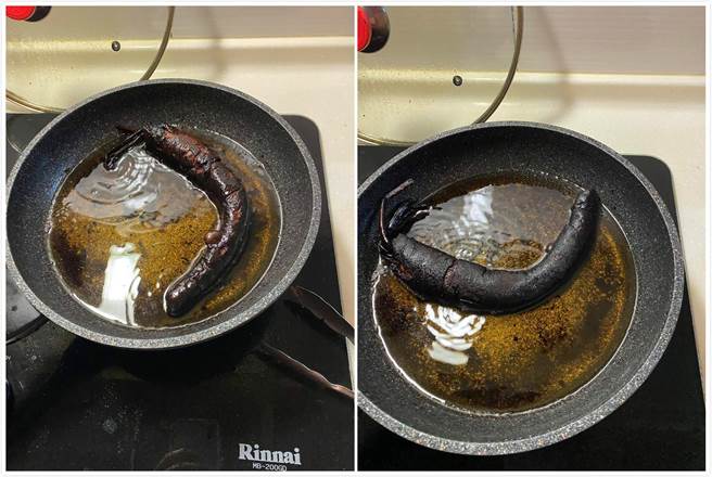 一位女网友近日尝试在家试炸「脆皮肥肠」，然而网友却被她所贴出的「暗黑料理」照给惊呆了。（摘自爆废1公社）