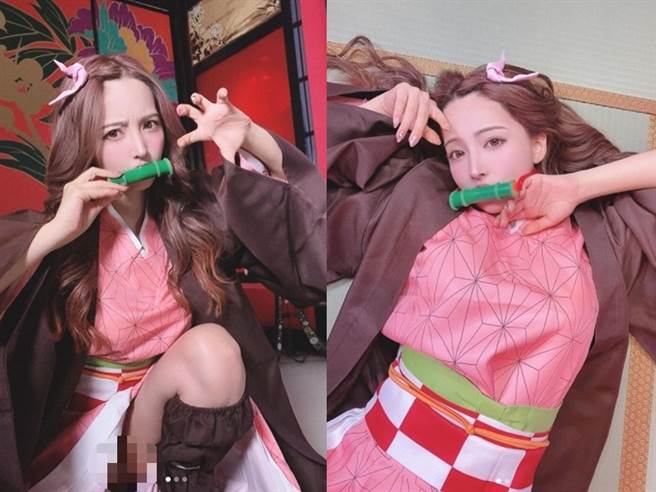 三上悠亚cos祢豆子还原度超高。（图／IG@ yua_mikami）