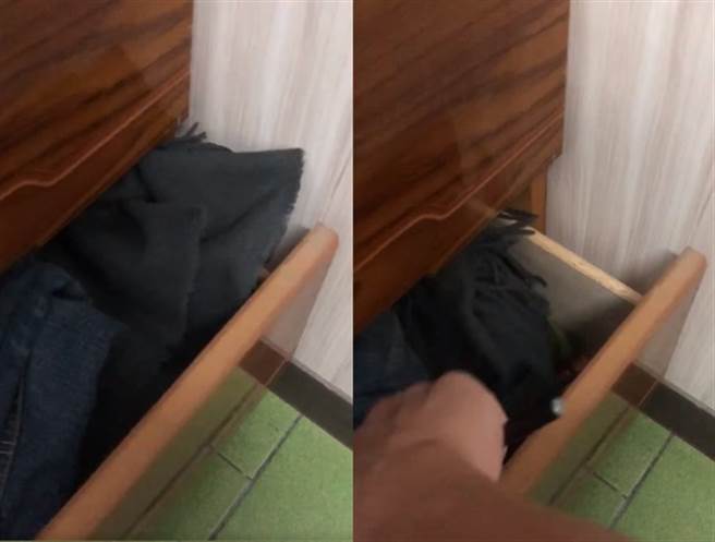 结果只是抽屉里围巾的鬚鬚(图/翻摄自爆废1公社)