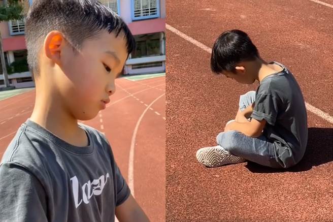 飞飞在操场上闹情绪 撒娇想要爸爸抱 (图/ 翻摄自陈建州IG)