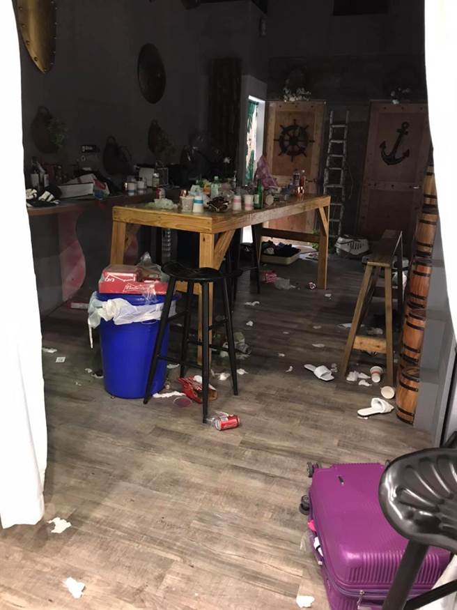 房內一片狼藉，垃圾堆滿地，令業者很心疼。（圖／翻攝自就是愛綠島）