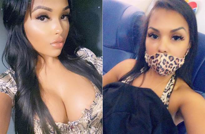 《花花公子》兔女郎瑪莉帶兒子搭機出遊，竟被地勤以「巨乳太爆」為由不給登機，強迫她添加衣物。(取材自瑪莉IG、推特)