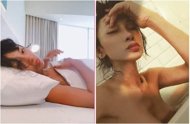 白灵分享隔离生活，大尺度曝泡汤照、裸睡片，好身材若隐若现。（图／取材自白灵Instagram）