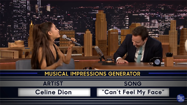 亚莉安娜超强唱功 让主持人嘆为观止(图/ 翻摄自The Tonight Show Starring Jimmy Fallon  YouTube)