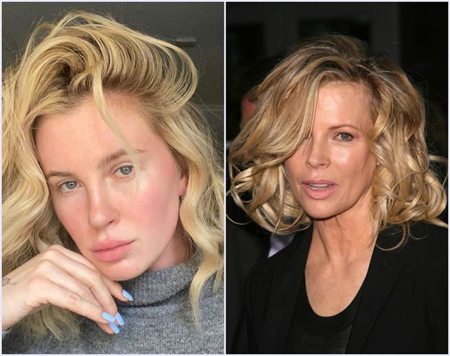 艾尔兰有些角度与金贝辛格相似度极高。(图／(左)艾尔兰IG@irelandbasingerbaldwin、(右)金贝辛格shutterstock提供)

。