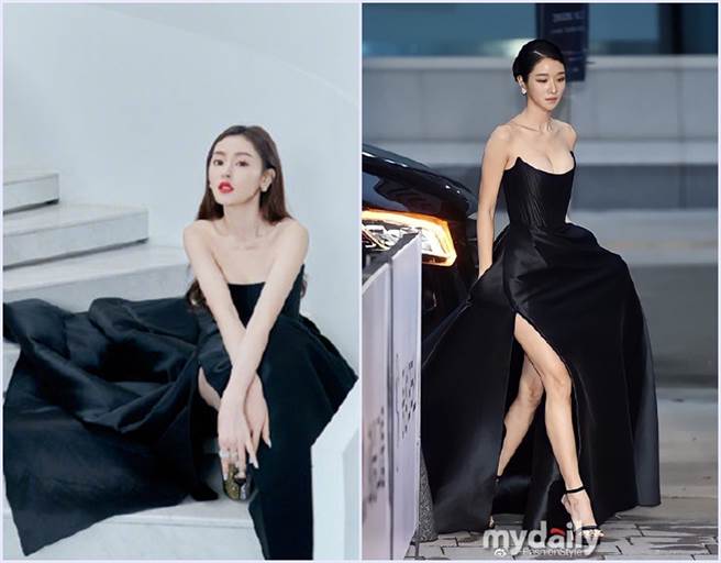 (左)张天爱撞衫(右)徐睿知。(图/(左)明星爱街拍、(右)mydaily)