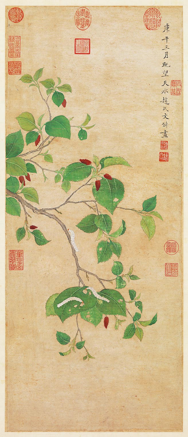 明人文俶作品《画春蚕食叶》可见古代女性亦有创作才情。（国立故宫博物院提供）