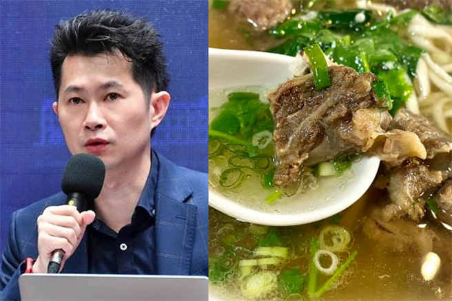 行政院发言人丁怡铭失言，北市牛肉麵节清炖组冠军店家「阿牛牛肉麵」遭波及。（合成图／行政院提供、摘自阿牛牛肉麵脸书）