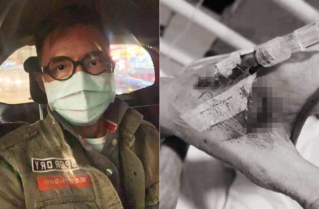 林利等候多日，终于能进病房探视，见到的却是母亲满手鲜血，让他情绪崩溃。(取材自林利脸书)