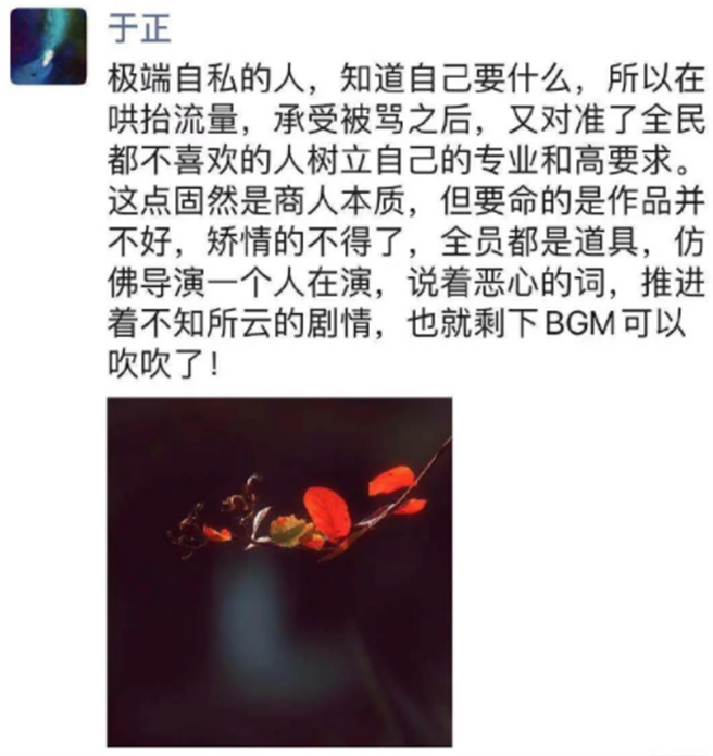 于正在朋友圈开轰。(图/翻摄自微博)