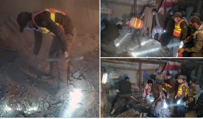 巴基斯坦18日一场婚礼发生屋顶坍塌，造成8人死亡，20人受伤事故。（图／翻摄自推特）