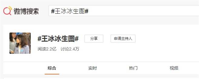 王冰冰登上热搜，阅读量破2亿。（图／微博）