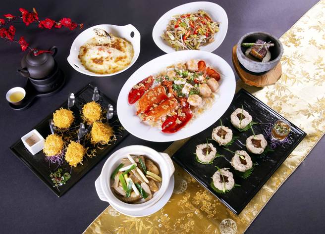 桃花林中华料理呈现潮汕菜烹调手法，新派创意呈现经典菜荔茸鸭、东坡肉与子母波龙虾。（大仓久和大饭店提供）