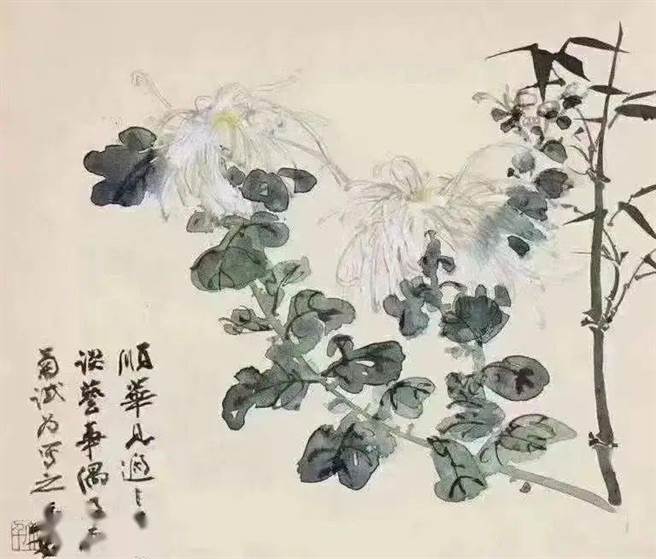 張大千贈予友人李順華的竹菊圖，曾於2012年在北京拍賣。(圖／網路）